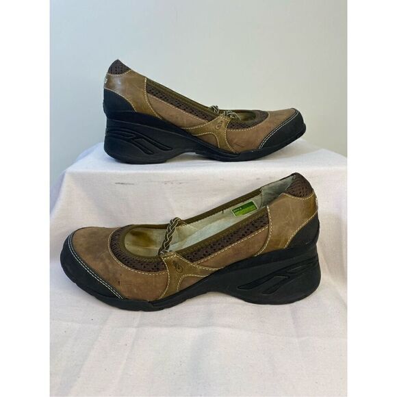 Ahnu Womens US 8.5 Olivia Wedge Brown Leather Heels Mary Janes Comfort Heel 3 in - Picture 2 of 7